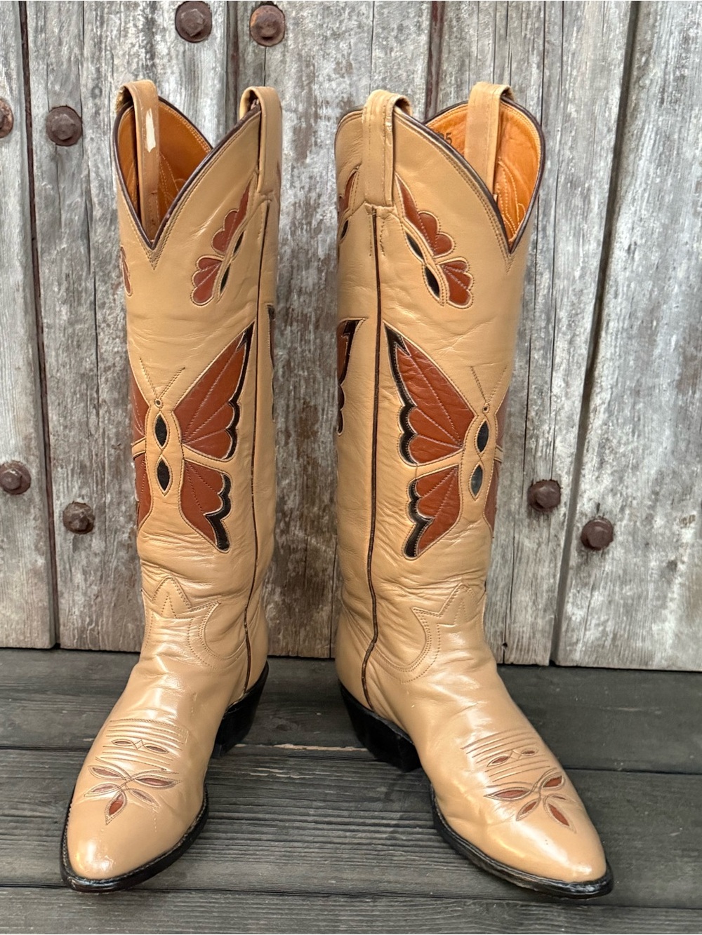 Vintage Iconic Tony Lama Butterfly Inlay Women’s Cowboy Boots El Paso, Texas